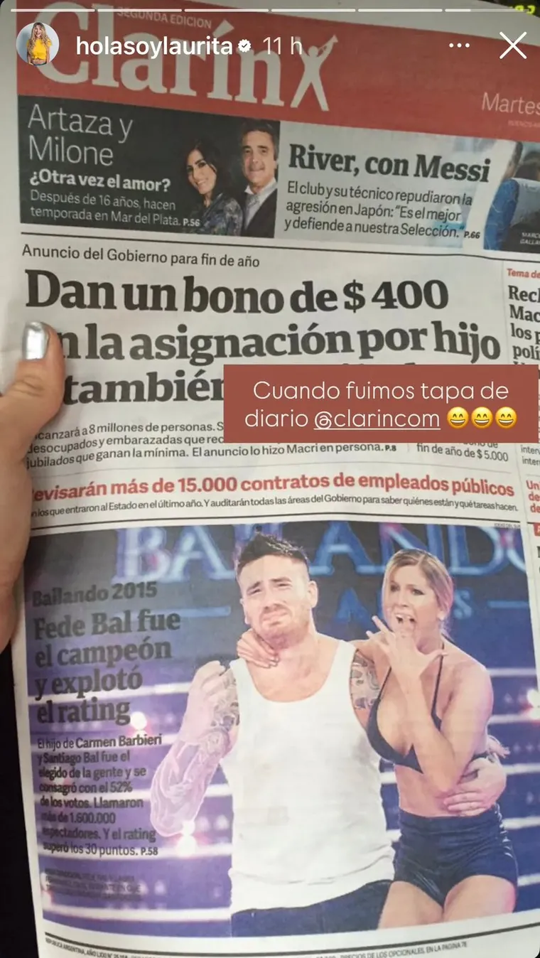 Laurita Fernández publicó una nostálgica foto junto a Fede Bal. Laurita Fernández publicó una nostálgica foto junto a Fede Bal.