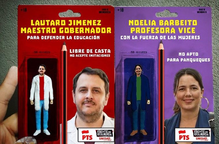 Los muñecos de Lautaro Jiménez y Noelia Barbeito. Foto: Twitter PTS