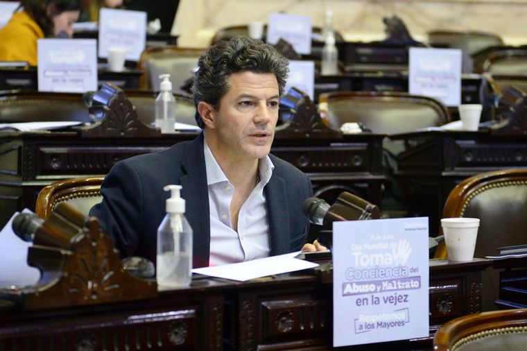 El diputado Luciano Laspina durante la sesión Foto: Twitter Diputados Argentina