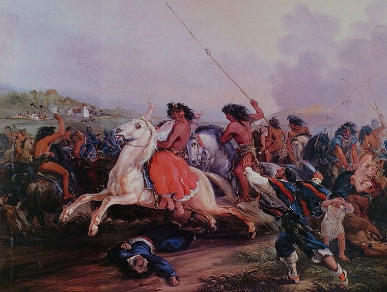 Araucanos en retirada de Johann Moritz Rugendas