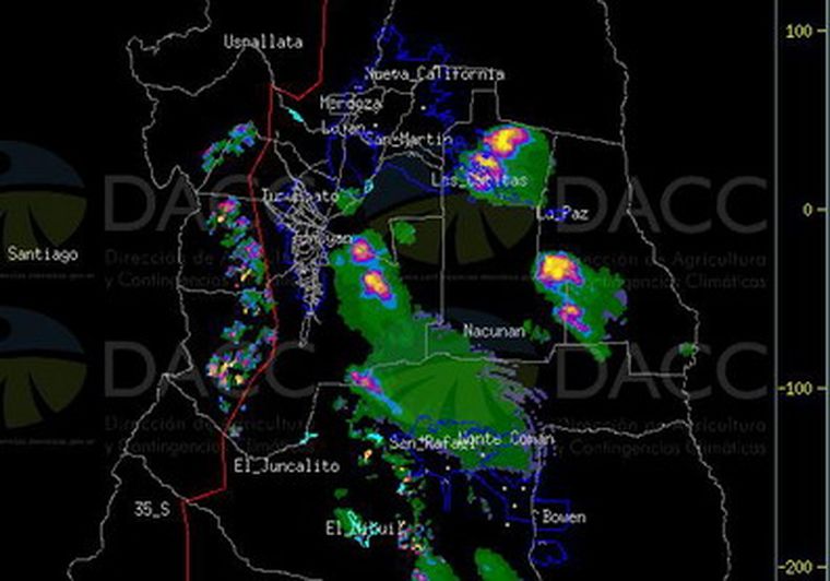 Imagen del mapa de Contingencias Climáticas de las 19.27.