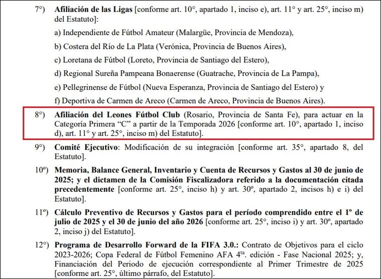 Leones FC fue afiliado a la AFA y participará desde la temporada 2026 en la Primera C. Leones FC fue afiliado a la AFA y participará desde la temporada 2026 en la Primera C.