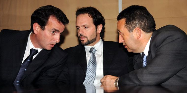 Jaque, con Racconto y el ministro Pérez, anoche en el  Hyatt. Foto: Nacho Gaffuri / MDZ