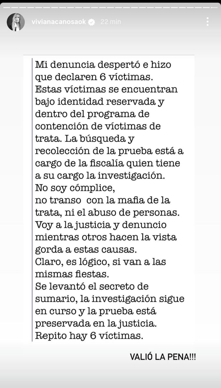 Viviana Canosa. Créditos: Instagram: vivianacanosaok Viviana Canosa. Créditos: Instagram: vivianacanosaok