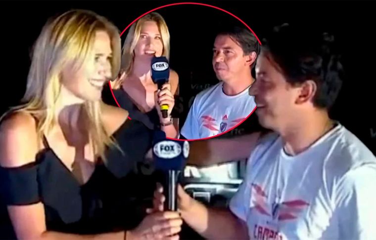 Marcelo Gallardo y Alina Moine, durante los festejos de River campeón de la Libertadores 2018.