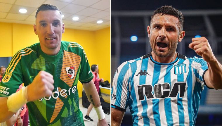 Franco Armani y Maravilla Martínez, símbolos de River y Racing, respectivamente. Foto: Instagram: @adrian.martinez52 y X River Plate @RiverPlate