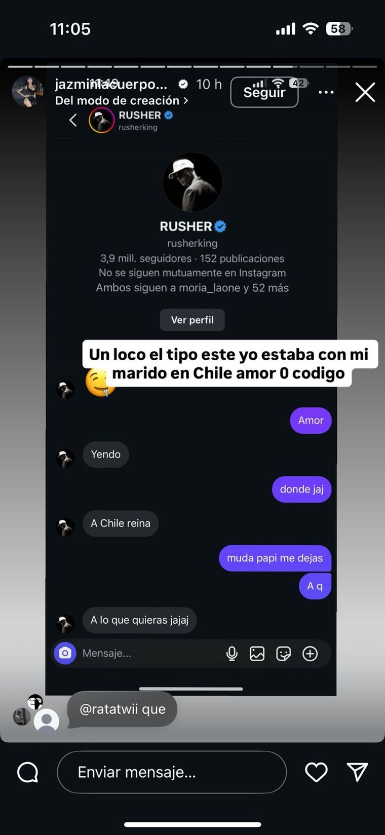 Rusherking y La Cuerpo. Créditos: Captura Instagram / jazminlacuerpooficial1 Rusherking y La Cuerpo. Créditos: Captura Instagram / jazminlacuerpooficial1