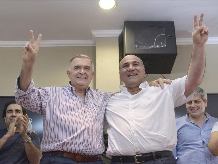 Dupla Osvaldo Jaldo y Juan Manzur. la fórmula del peronismo tucumano para las elecciones que suspendió la Corte Suprema. Foto: Prensa Gobernación