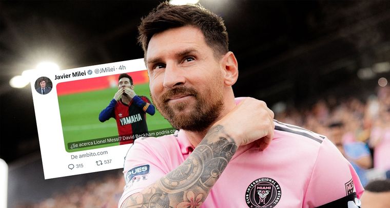 Messi y el posteo de Javier Milei. Foto: MLS