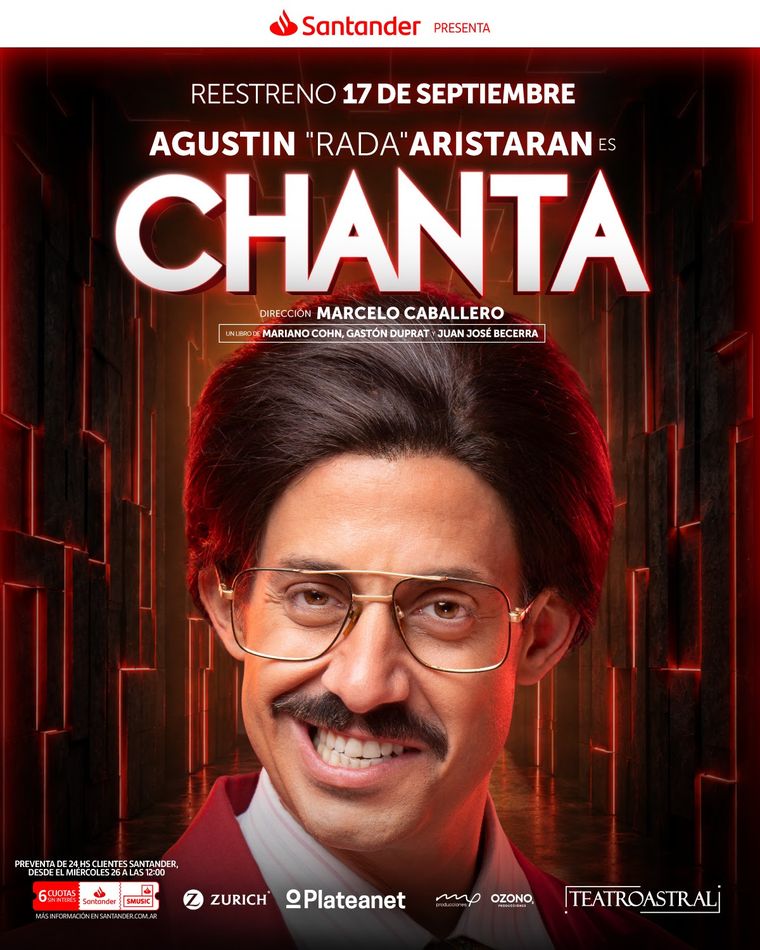 Chanta reestrena el 17 de septiembre en el Teatro Astral. Chanta reestrena el 17 de septiembre en el Teatro Astral.