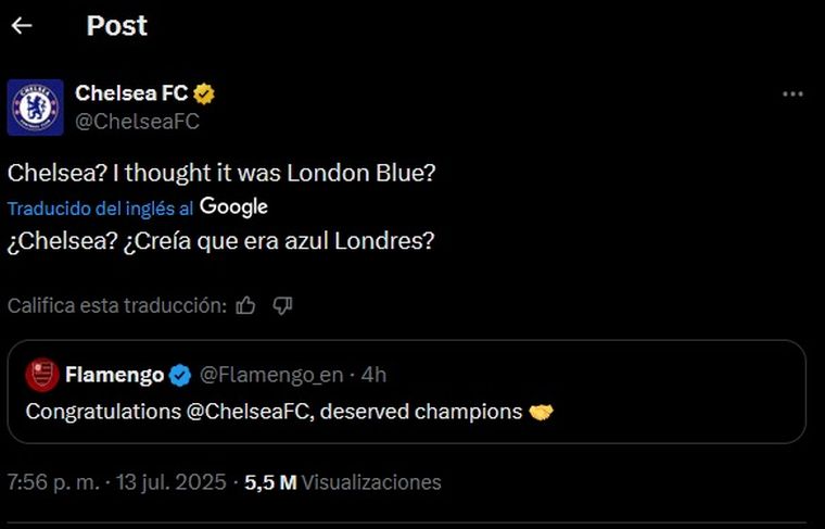 En redes, la cuenta oficial del club le tiró una ironía a Flamengo por las gastadas recibidas semanas atrás. En redes, la cuenta oficial del club le tiró una ironía a Flamengo por las gastadas recibidas semanas atrás. 