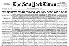 la impactante portada de the new york time, en homenaje a los mas de 100.000 muertos