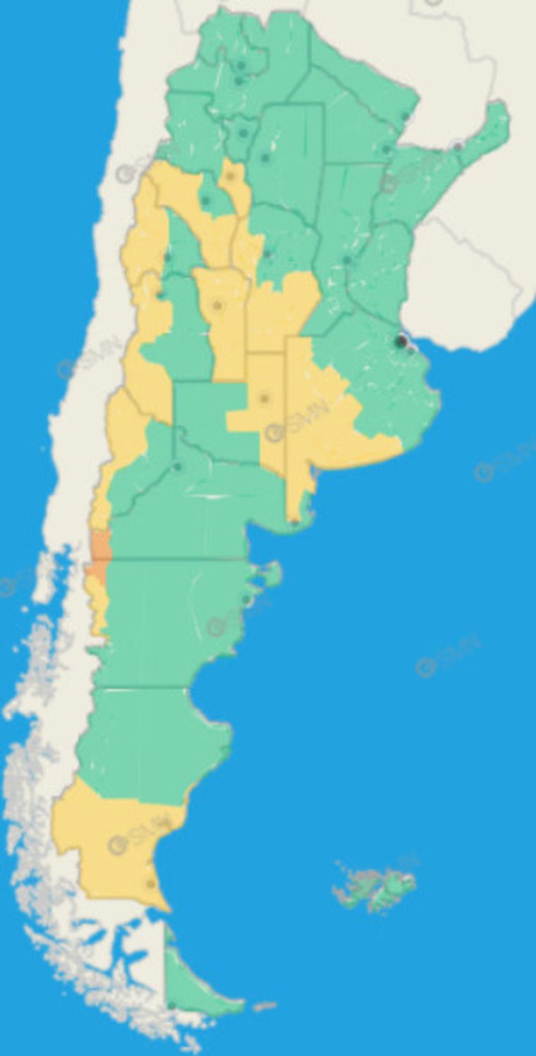 Alerta amarilla del SMN para varias provincias. Alerta amarilla del SMN para varias provincias.