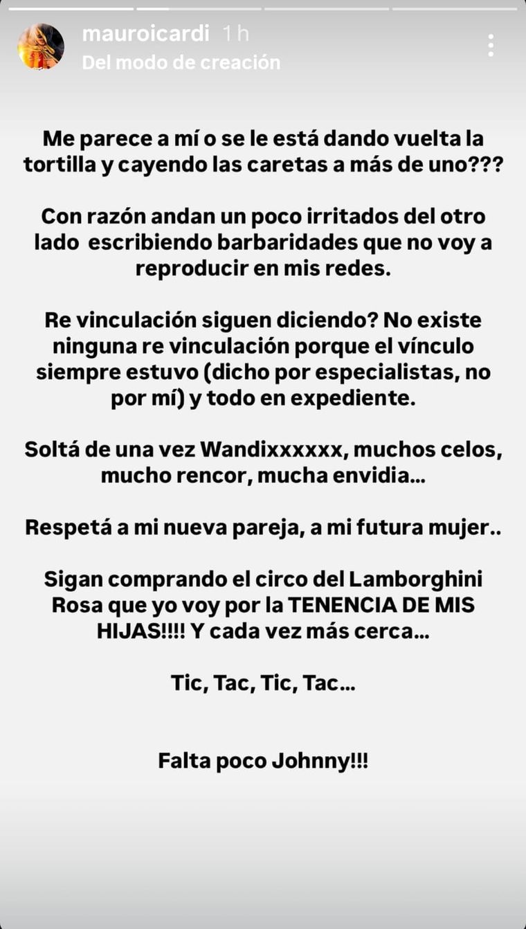 Mauro Icardi hizo un potente descargo en sus redes sociales apuntando directamente contra Wanda Nara. Mauro Icardi hizo un potente descargo en sus redes sociales apuntando directamente contra Wanda Nara.