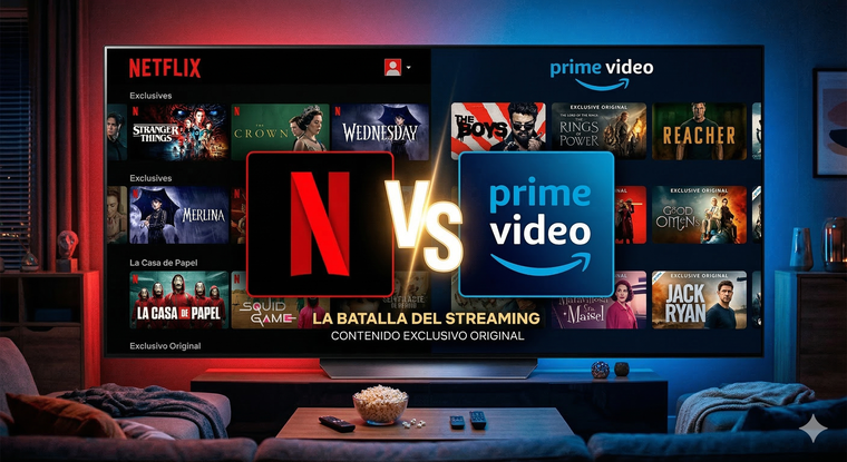 Comparativa entre gigantes del streaming: Netflix y Amazon Prime.