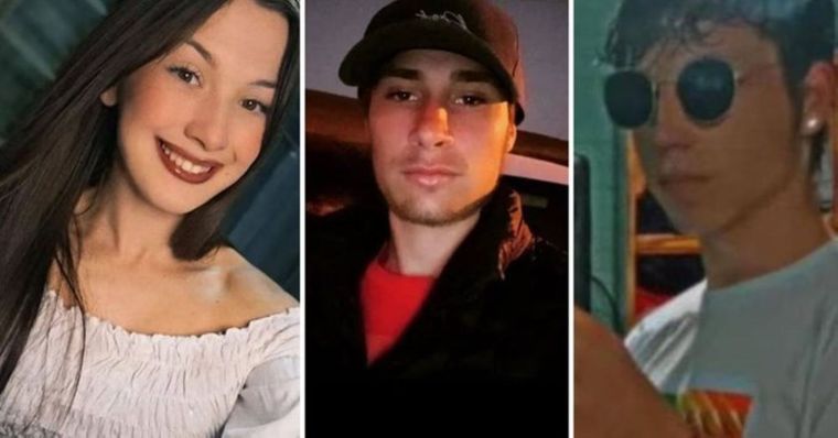 Jennifer Prosín, Jonathan Gabriel Hübscher y Lautaro Mattive, los tres jóvenes que fallecieron en Brasil.