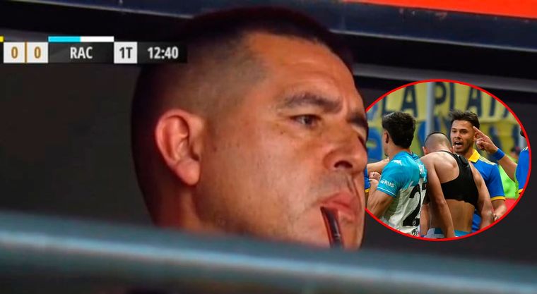 A Riquelme no le gustó que los jugadores de Boca se fueran del campo sin recibir y les ordenó que volviesen.