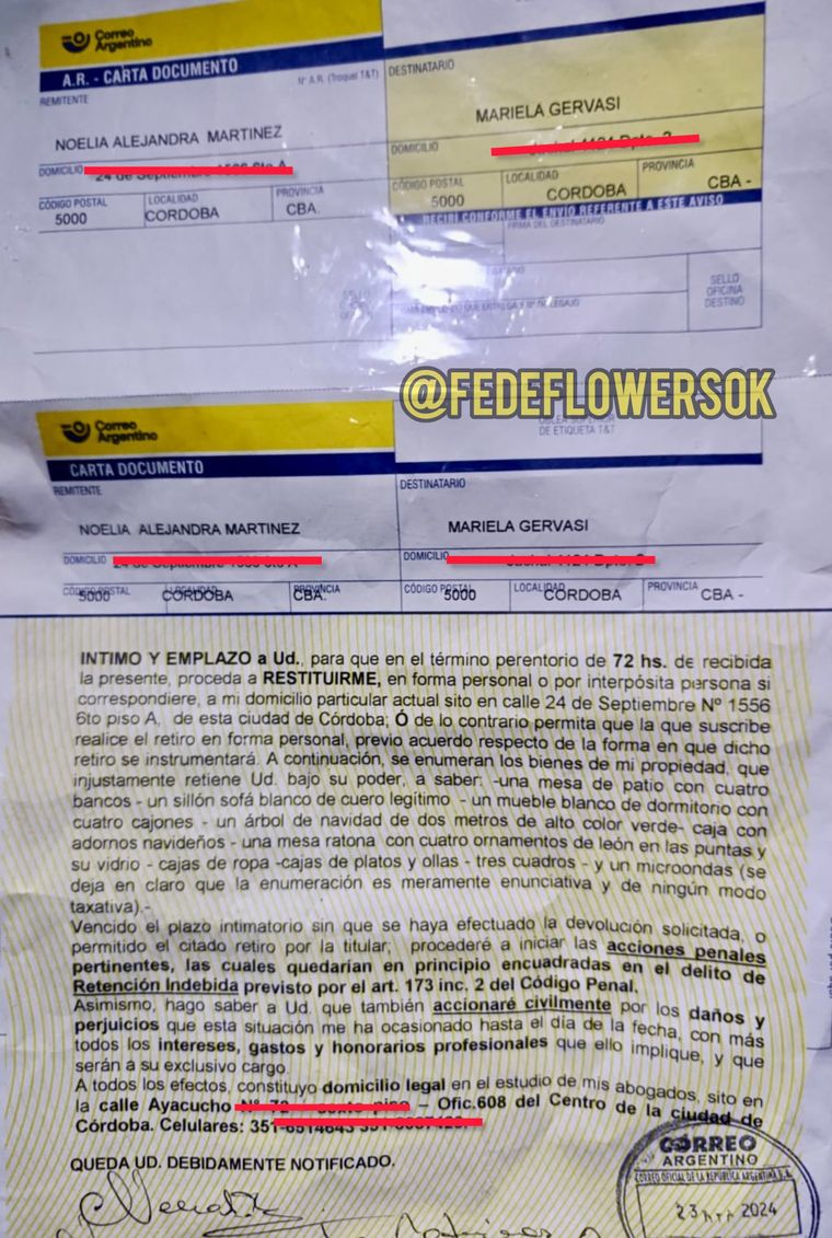 La carta documento que la La carta documento que la