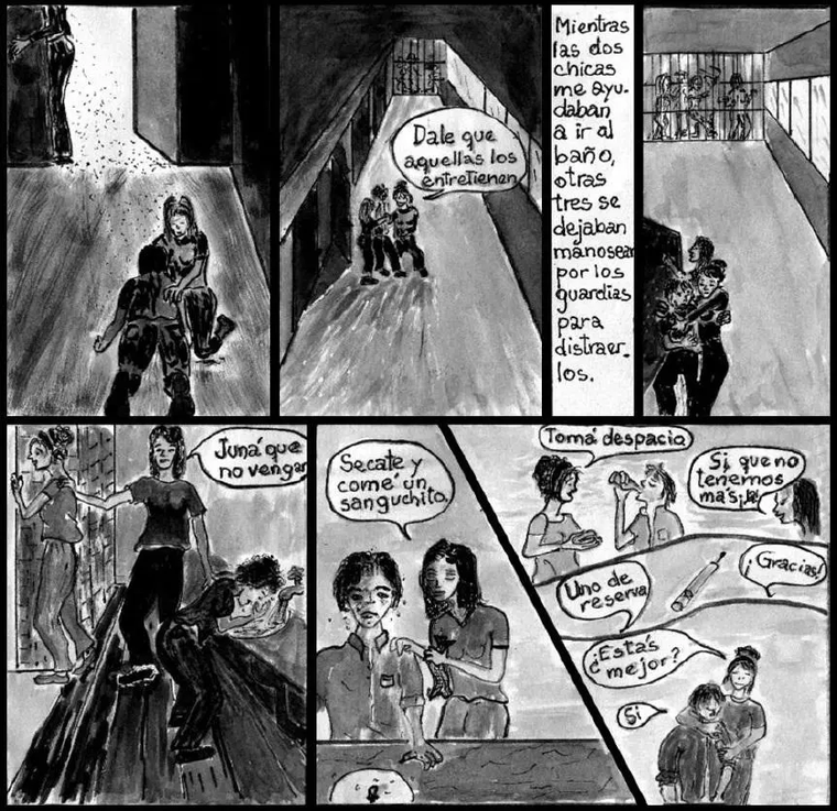 Recorte de “La solidaridad y las sombras”, historieta de Chacho Godoy en homenaje a Claridad González, Ramona Suárez las dos prostitutas que lo ayudaron en la cárcel y a las que luego mataron. Recorte de “La solidaridad y las sombras”, historieta de Chacho Godoy en homenaje a Claridad González, Ramona Suárez las dos prostitutas que lo ayudaron en la cárcel y a las que luego mataron.