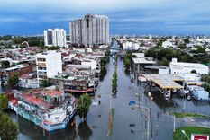 Un dron muestra las inundaciones causadas por las fuertes lluvias, en Avellaneda, en las afueras de Buenos Aires, Argentina, 12 de marzo de 2024. Foto: NA