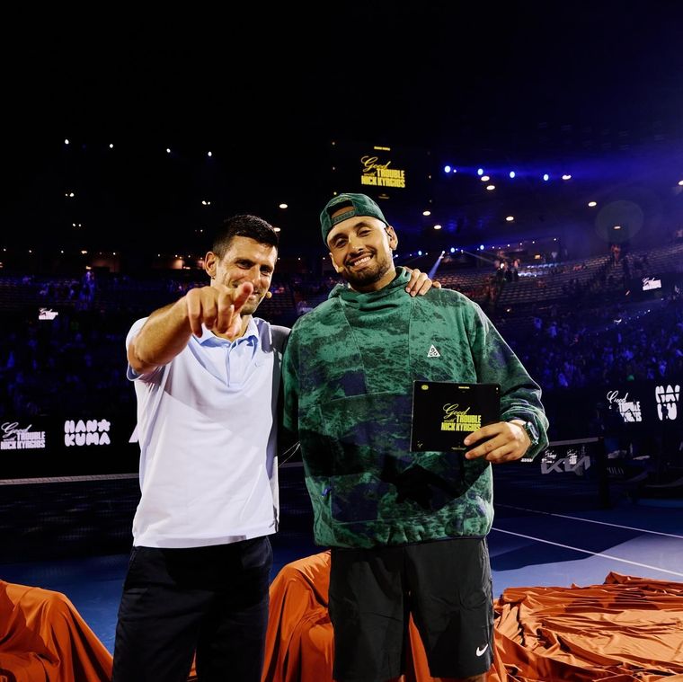 Nick Kyrgios y Djokovic en un evento previo al torneo. Foto: Instagram @k1ngkyrg1os