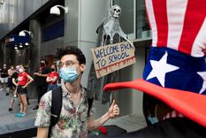 Una protesta por la reapertura de las escuelas en Nueva York. Foto: EFE