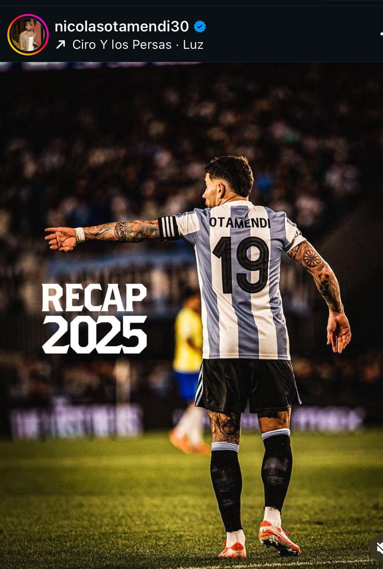Nicolás Otamendi despidió el 2025 con un recap de imágenes. Nicolás Otamendi despidió el 2025 con un recap de imágenes.