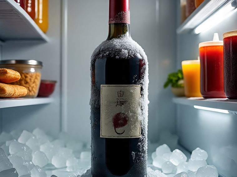 Se te congeló el vino: ¿es bueno? Foto: IA