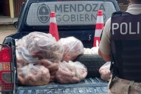 La carne en mal estado secuestrada tras el operativo Las Heras. La carne en mal estado secuestrada tras el operativo Las Heras.