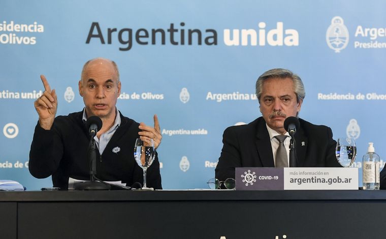 Larreta y Alberto Fernández (Télam)