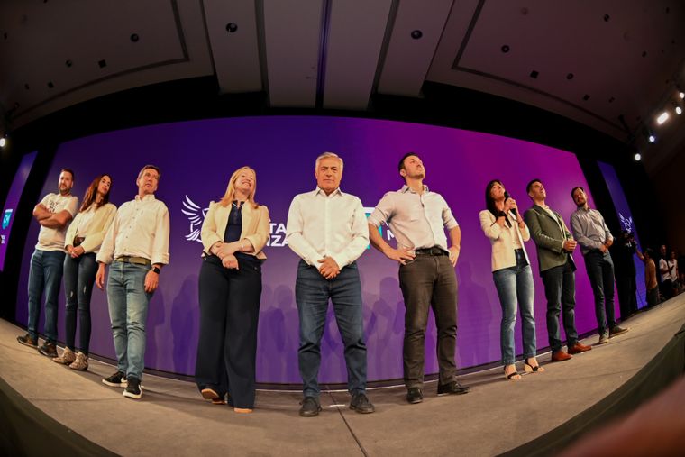 Alfredo Cornejo, Hebe Casado y Luis Petri, referentes de la alianza oficialista.&nbsp;