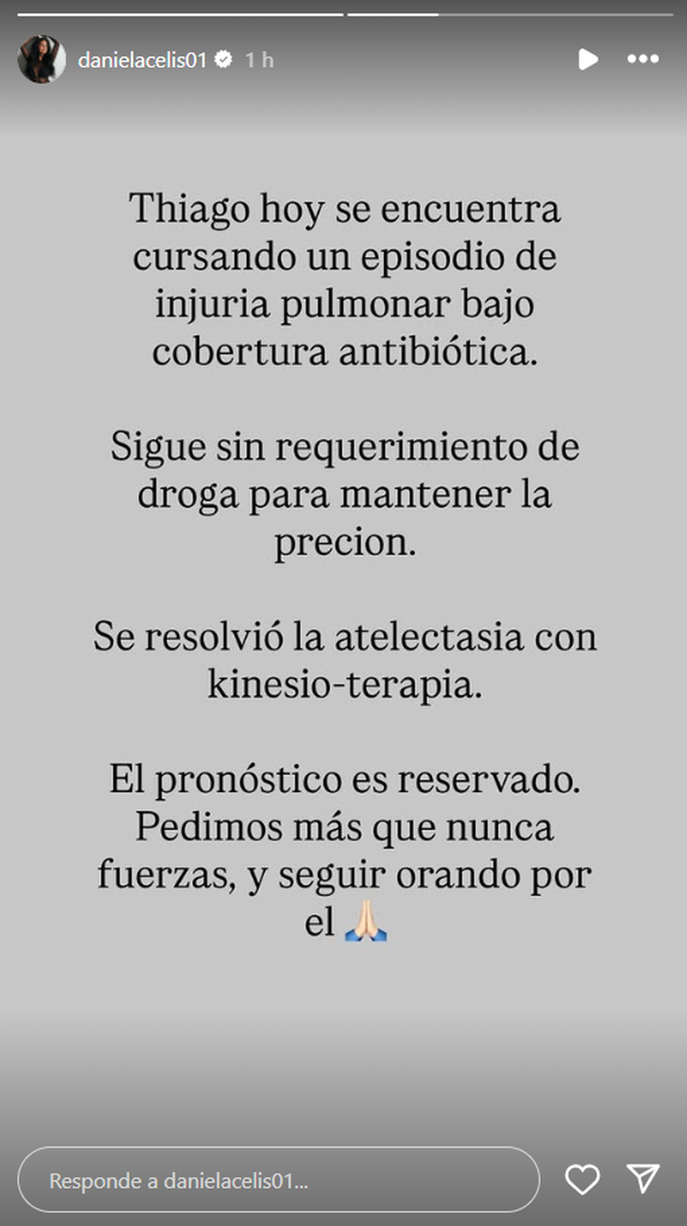 Injuria pulmonar, el dato que causa preocupación en los familiares de Thiago. Foto: Instagram/ @danielacelis01. Injuria pulmonar, el dato que causa preocupación en los familiares de Thiago. Foto: Instagram/ @danielacelis01.