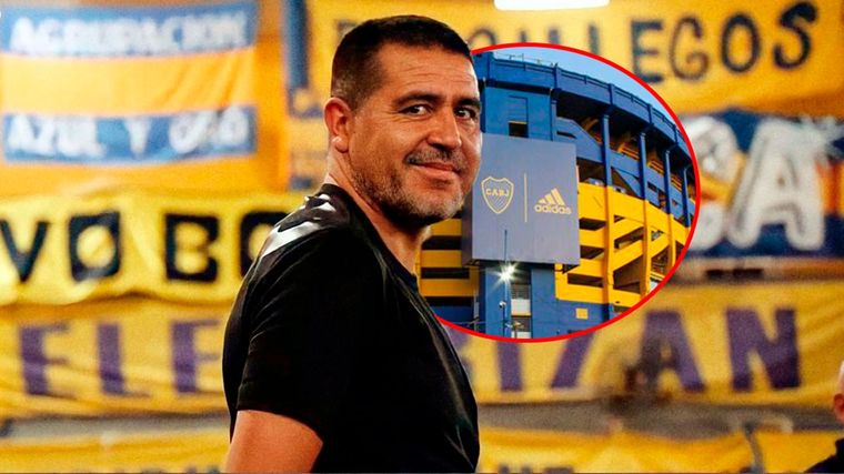 Apareció una bandera en apoyo a Riquelme en las inmediaciones de la Bombonera.