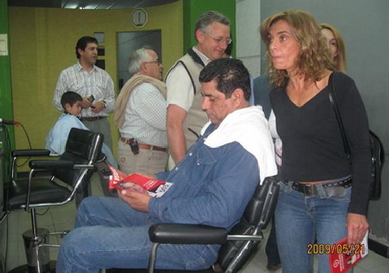 Montero en la peluquería.