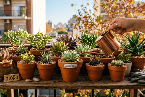 Hay que saber cuándo regar las suculentas. Fuente: IA Gemini. Hay que saber cuándo regar las suculentas. Fuente: IA Gemini.