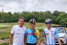 Contreras con el campeón de contrarreloj y Eduardo Sepúlveda