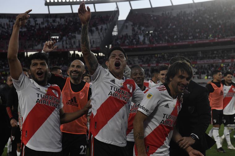 Rojas, Pinola, Enzo y Ponzio, felicidad pura en el Monumental Foto: River Plate