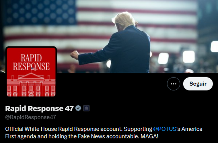 La cuenta de Respuesta Rápida 47 (por el número de presidente de Trump). La cuenta de Respuesta Rápida 47 (por el número de presidente de Trump).