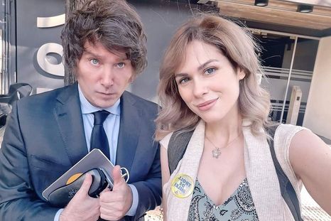 Lilia Lemoine y Javier Milei juntos en la campaña libertaria Lilia Lemoine y Javier Milei juntos en la campaña libertaria