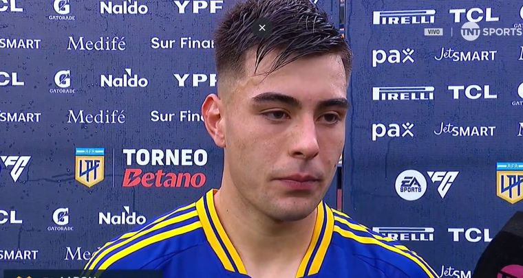 Anselmino, tras la victoria de Boca. Foto: Captura