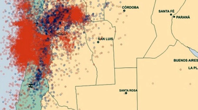 Mapa de la sismicidda en Argentina del INPRES Foto: inpres.com