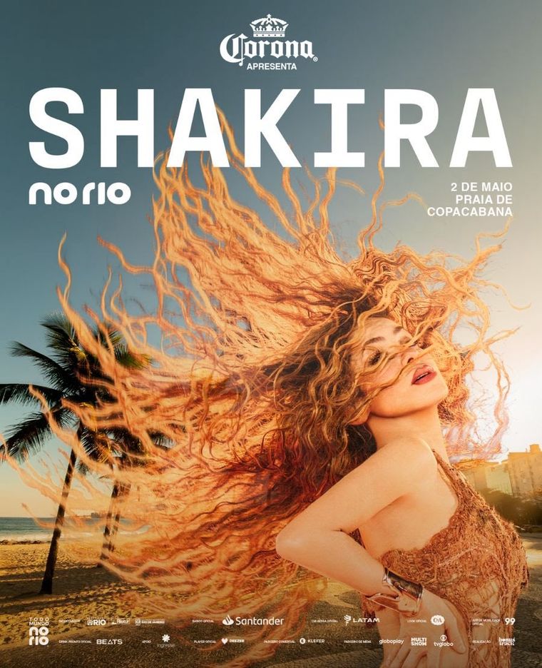 Póster de la llegada de Shakira a Rio. Póster de la llegada de Shakira a Rio.