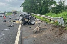 El auto se partió al medio tras impactar contra la defensa metálica Foto: Noticias Argentinas