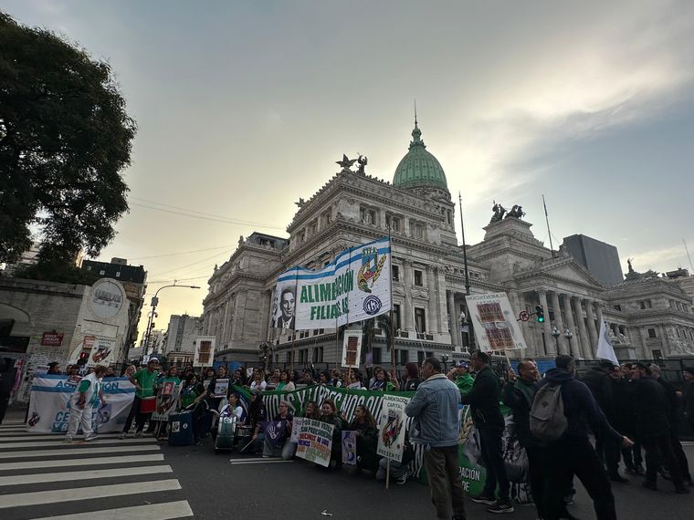 Los manifestantes en el Congreso de la Nación Los manifestantes en el Congreso de la Nación