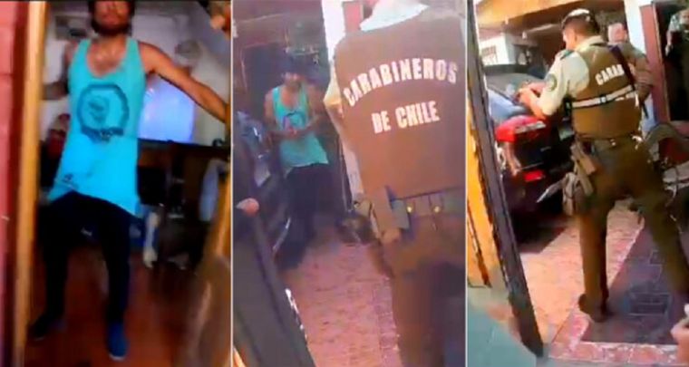 Imágenes del hecho y el accionar de Carabineros. Foto: gentileza Radio Agricultura.