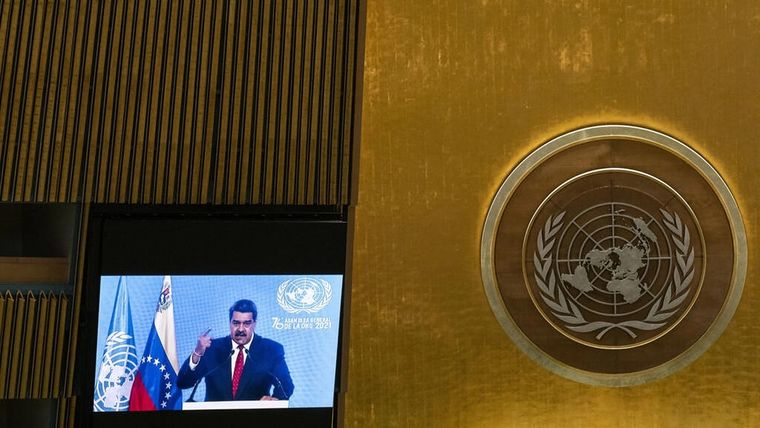 Nicolás Maduro en una alocución ante la Asamblea General de Naciones Unidas Foto: France24