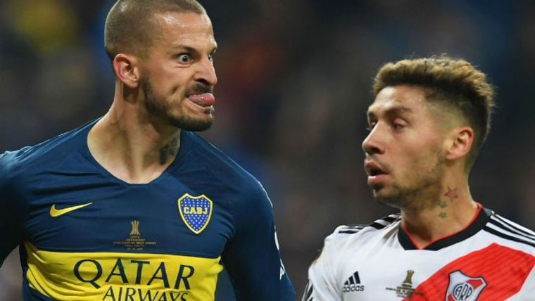 El Monumental le recordó a Benedetto su festejo en lo que terminó siendo triunfo de River en Madrid.