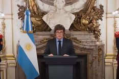 Javier Milei durante su anuncio por cadena nacional.