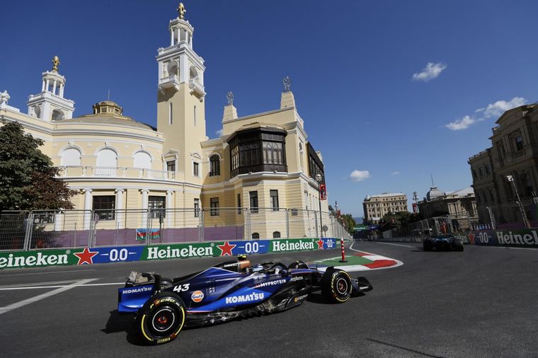 En 2024, cuando corría para Williams, Franco Colapinto se metió en el top ten en Bakú. Foto: EFE En 2024, cuando corría para Williams, Franco Colapinto se metió en el top ten en Bakú. Foto: EFE