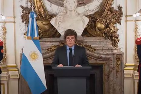 Javier Milei durante su anuncio por cadena nacional. Javier Milei durante su anuncio por cadena nacional.